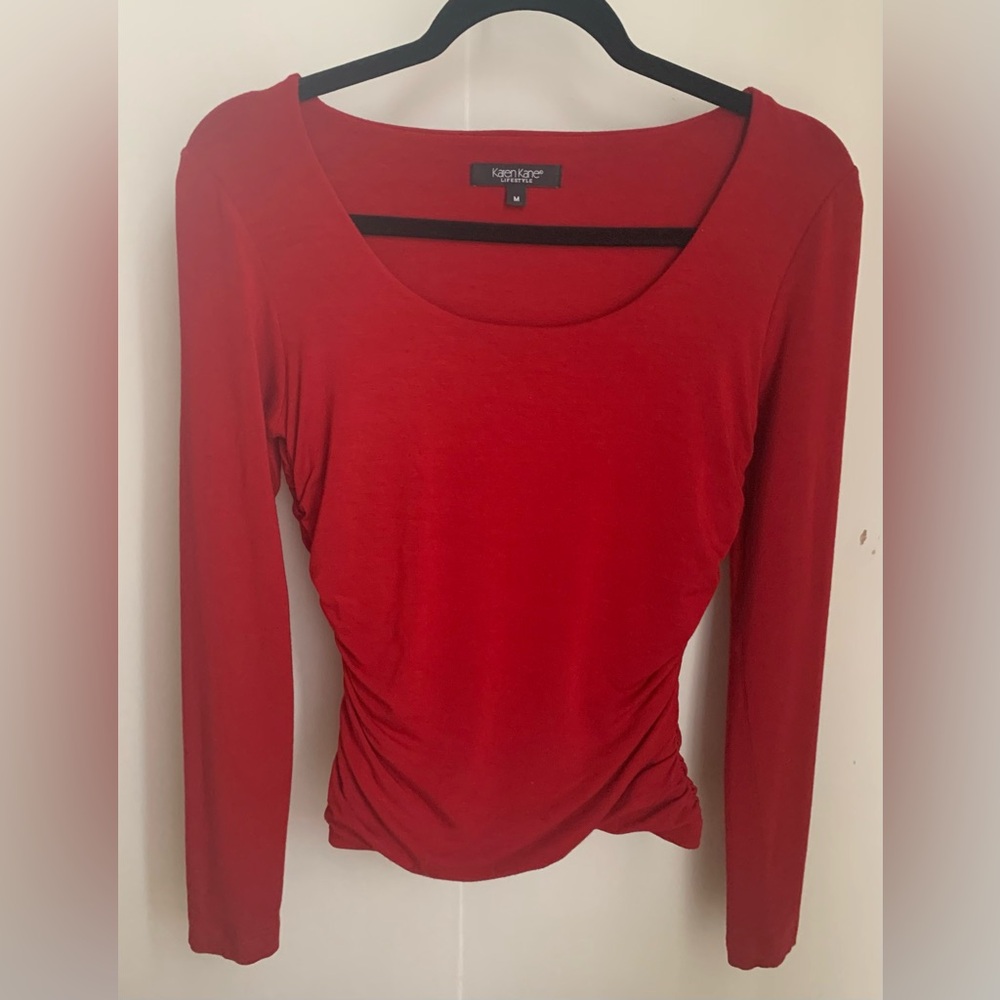 Karen Kane Red Long Sleeve Top